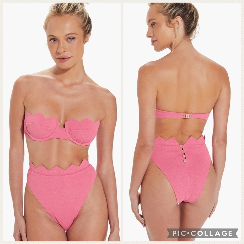 Vix Imani Bandeau + Imani Hot Pants Bikini Set Pink (Top S / Bottom M) NWT